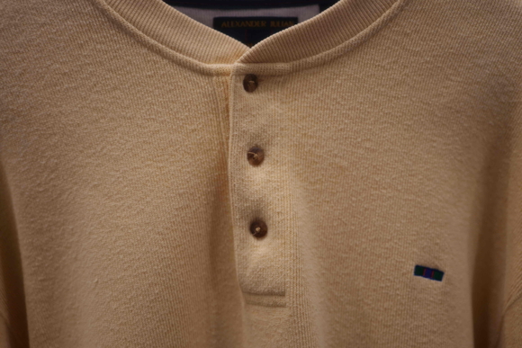 Colours Alexander Julian Men Sweater Yellow Long Sleeve Pullover Button Up Sz XL - Picture 3 of 6